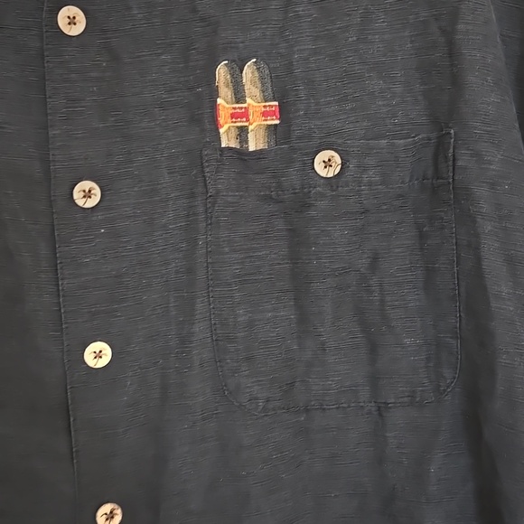 Men Carribean Black Short-Sleeve Button-Up Shirt Size XL - Picture 2 of 6